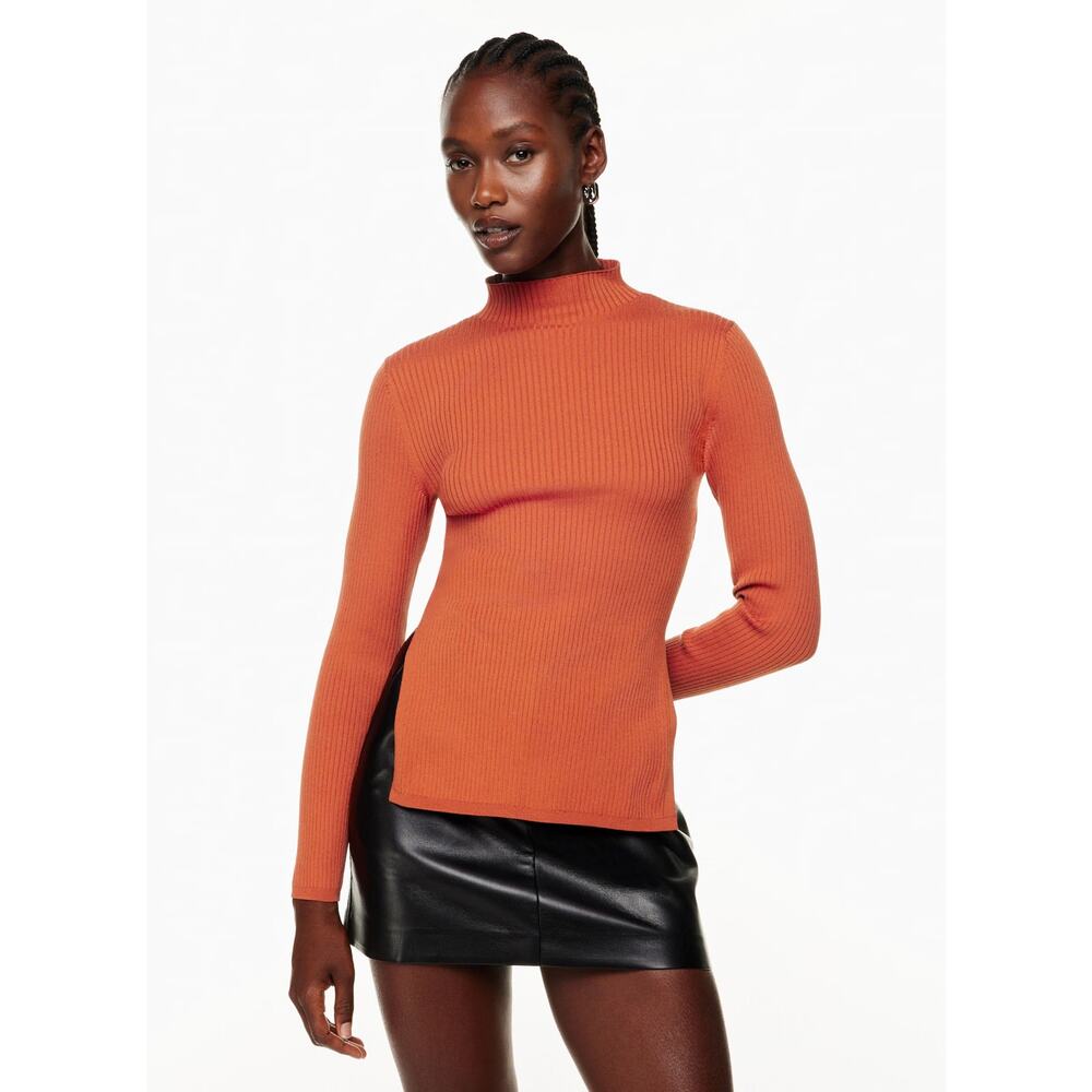Aritzia Babaton | Orange Sculpt Knit Tie-Back Long-Sleeve Sweater | Sz XS